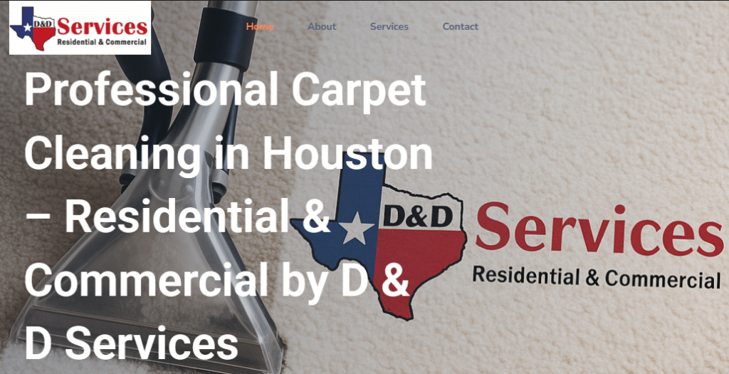 Carpet cleaning and floor care website design for D&D Services in Houston by Bold Foundry