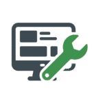 Custom web development icon with laptop and gear for Bold Foundry San Diego websites