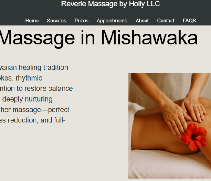 Massage therapy website design for Reverie by Holly in Mishawaka by Bold Foundry